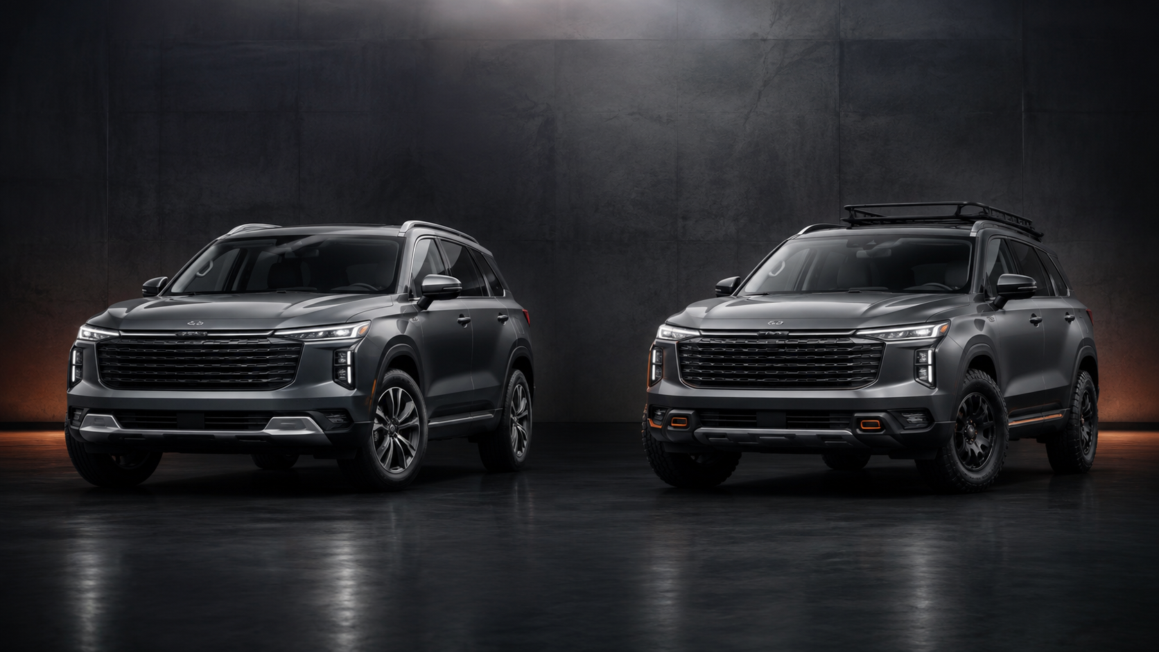2WD와 4WD 선택을 비교하는 두 대의 SUV 참고 이미지